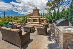 A massive patio suited for a Grillmaster.