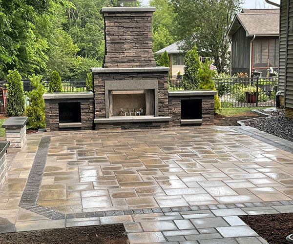 paver patio and outdoor fireplace installation and landscape services springfield il