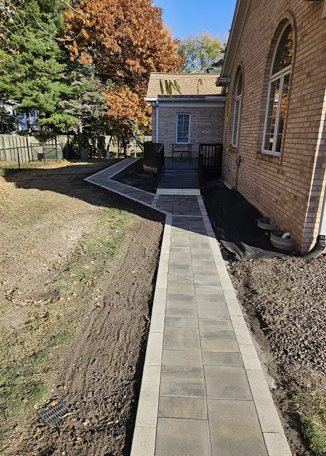 Monarch Landscaping - Projects - Considine decorative concrete walkway and patio - finished product - Springfield, IL