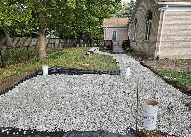 Monarch Landscaping - Projects - Considine decorative concrete walkway and patio - In progress - Springfield, IL