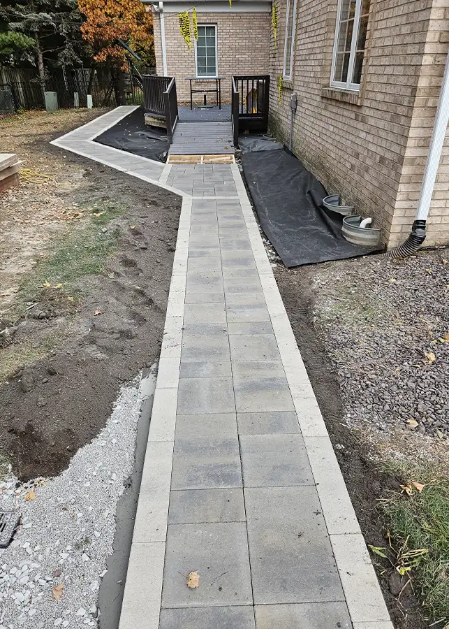 Monarch Landscaping - Projects - Considine decorative concrete walkway and patio - In progress - Springfield, IL