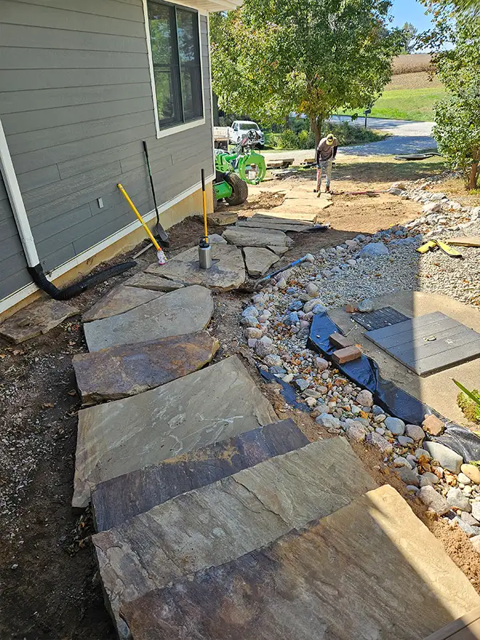 Monarch Landscaping - Projects - Talsma back patio & walkway - in progress - Springfield, IL
